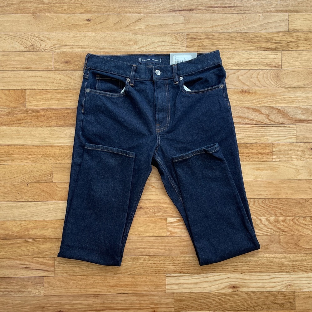 Everlane Men's Skinny 4-Way Stretch Organic Uniform Dark Blue Jeans